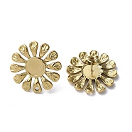 316 Stainless Steel Stud Earrings, Flower, Real 18K Gold Plated, 24mm, Hole: 1.8mm, Pin: 12x0.6mm(STAS-C080-02G)