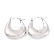 Non-Tarnish Teardrop 304 Stainless Steel Hoop Earring, Stainless Steel Color, 26x24.5mm(EJEW-H013-09P)