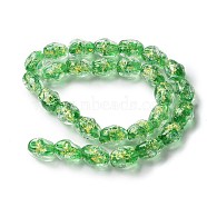 Handmade Foil Lampwork Beads Strands, Nuggets, Green, 13.5~14x10.5mm, Hole: 1.2~1.5mm, about 28pcs/strand, 14.84''(37.7cm)(FOIL-Z001-06G)