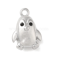 Brass Micro Pave Cubic Zirconia Charms, Penguin, Real Platinum Plated, 13x9x5.5mm, Hole: 1.4mm(KK-Z073-16P)