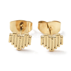 304 Stainless Steel Stud Earrings, Heart, Real 18K Gold Plated, 6.5x5mm(EJEW-Q788-06G)