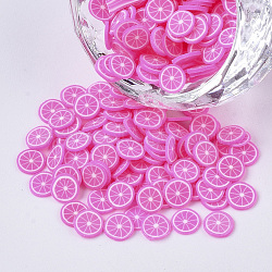 Handmade Polymer Clay Cabochons, Lemon, Fuchsia, 5~6x0.5~0.8mm, about 33330pcs/500g(CLAY-S091-048)