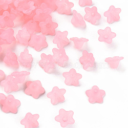 Transparent Acrylic Beads, Flower, Frosted, Pink, 10x5mm, Hole: 1mm, about 420pcs/50g(X-PL554-02)