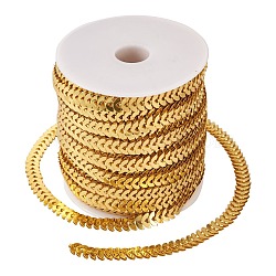 Iron Leaf Links Chains, with Spool, Soldered, Golden, 5x8.5x2mm, about 82.02 Feet(25m)/roll(CH-R064-02)