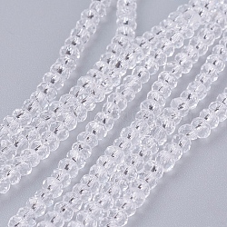 Transparent Glass Beads Strands, Faceted, Rondelle, Clear, 3x2mm, Hole: 0.5mm, about 160~165pcs/strand, 15.35 inch~15.75 inch(39~40cm)(GLAA-R135-2mm-10)