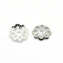 Brass Flower Bead Caps, Fancy Bead Caps, Platinum, 6x1.5mm, Hole: 1mm(KK-O043-03P)