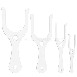 1 Set Acrylic Knitting Fork, Braiding Tool, White, 10~18x2~8x0.45~0.5cm, Hole: 4.2~10.5mm(AJEW-BC0007-37)