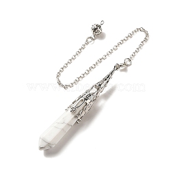 Natural Howlite Dowsing Pendulum Big Pendants, with Brass Findings, Bullet, 260~270mm, Hole: 1.5mm(G-H285-06P-23)