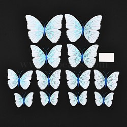 PVC Plastic Artificial 3D Butterfly Decorations, with Adhesive Sticker and Magnet, for Fridge Magnets or Wall Decorations, Light Cyan, 45~95x57~118x5mm, 12pcs/bag(DIY-I072-02B)