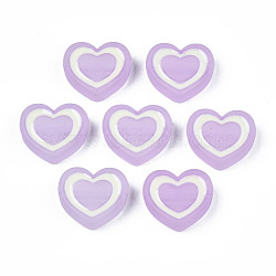 Transparent Acrylic Beads, with Enamel, Frosted, Heart, Lilac, 19x22x7mm, Hole: 3mm(X-MACR-S275-041C)