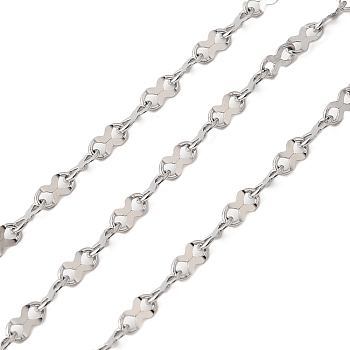 304 Stainless Steel 8-Shaped Links Chains, Soldered, with Spool, Stainless Steel Color, 4.5x2.5x0.5mm