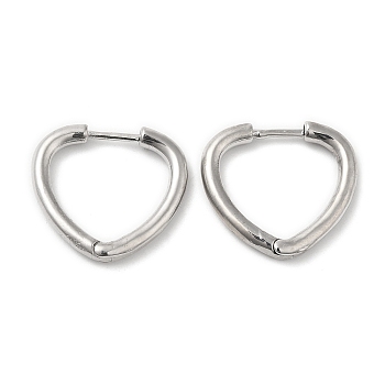 Rack Plating Brass Heart Hoop Earrings for Women, Long-Lasting Plated, Lead Free & Cadmium Free, Platinum, 19x21x3mm