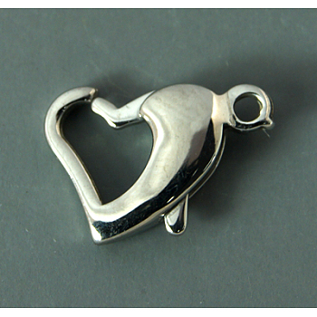 304 Stainless Steel Lobster Claw Clasps, Stainless Steel Color, 14~16x9.5x3mm, Hole: 1.5mm