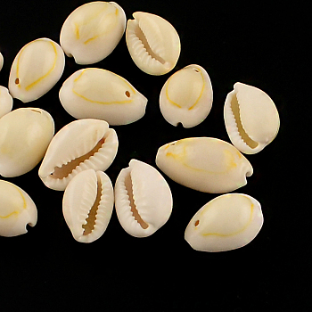 Natural Cowrie Shell Pendants, Oval Shell Charms, Seashell Color, 20~23x14~20x9~13mm, Hole: 1~2mm, about 400pcs/1000g(Just for Reference)