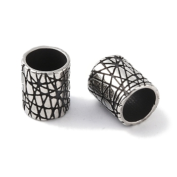 316 Surgical Stainless Steel Beads, Large Hole Beads, Column, Antique Silver, 10x12mm, Hole: 8mm
