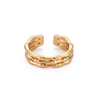 Skeleton Bone Shape Brass Cuff Ring, Open Ring for Women, Nickel Free, Golden, US Size 6 1/4(16.7mm)