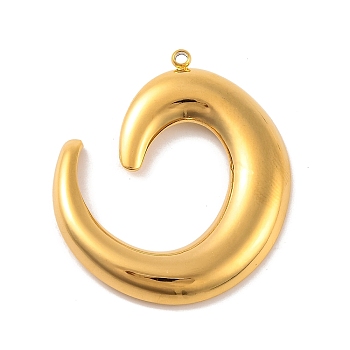 Ion Plating(IP) 304 Stainless Steel Pendants, Fish Hook Charms, Real 18K Gold Plated, 32.5x28.5x2.5mm, Hole: 1.4mm