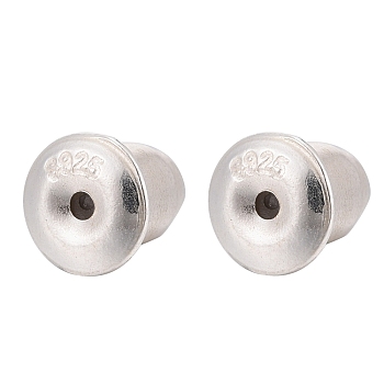 925 Sterling Silver Ear Nuts, with 925 Stamp, Silver, 5.5x6.2mm, Hole: 0.8mm