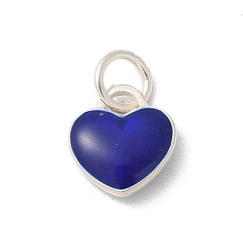 S925 Sterling Silver Pendant, with Enamel, Dark Blue, 10.5x10x3mm