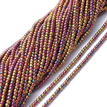 Electroplate Glass Beads Strands, Full Plated, Round, Purple Plated, 2.5mm, Hole: 0.7mm, about 177pcs/Strand, 14.09 inch(35.8cm)