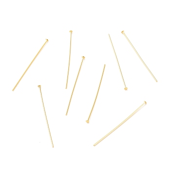 Brass Flat Head Pins, Long-Lasting Plated, Real 18K Gold Plated, 38x0.7mm, Head: 2mm