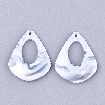 Acrylic Pendants, Imitation Gemstone Style, teardrop, Creamy White, 41x33.5x5mm, Hole: 1.5mm