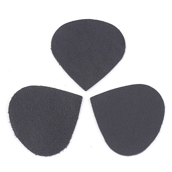 Leather Patches, Costume Ornament Accessories, for Magic Tape Hair Clip Making, Teardrop, Black, 38x38x1mm