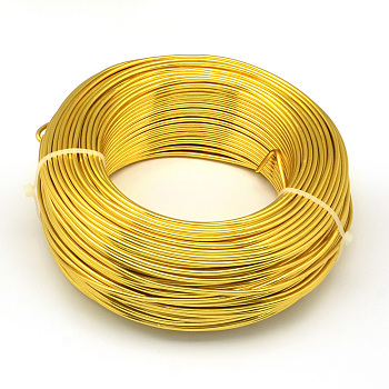 Round Aluminum Wire, Flexible Craft Wire, for Beading Jewelry Doll Craft Making, Gold, 15 Gauge, 1.5mm, 100m/500g(328 Feet/500g)