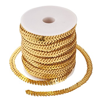 Iron Leaf Links Chains, with Spool, Soldered, Golden, 5x8.5x2mm, about 82.02 Feet(25m)/roll