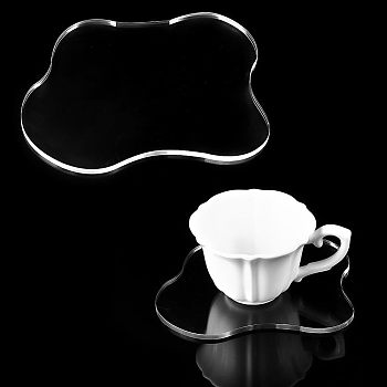 Acrylic Cup Mats, Irregular Coaster, White, 170x131x5mm