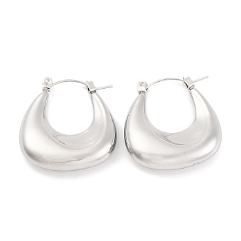 Non-Tarnish Teardrop 304 Stainless Steel Hoop Earring, Stainless Steel Color, 26x24.5mm