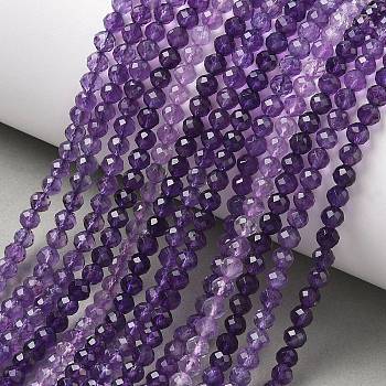 Natural Amethyst Beads Strands, Round, Faceted, 4.5mm, Hole: 0.7mm, about 93pcs/strand, 14.96''(38cm)