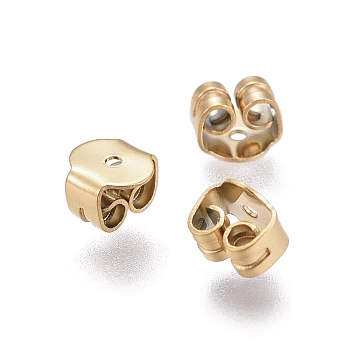 Ion Plating(IP) 304 Stainless Steel Ear Nuts, Earring Backs, Golden, 5x5x3.5mm, Hole: 0.8mm