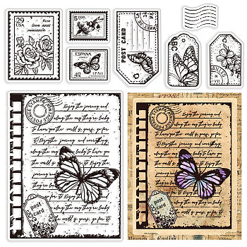Custom PVC Plastic Clear Stamps, for DIY Scrapbooking, Photo Album Decorative, Cards Making, Butterfly Pattern, 160x110x3mm