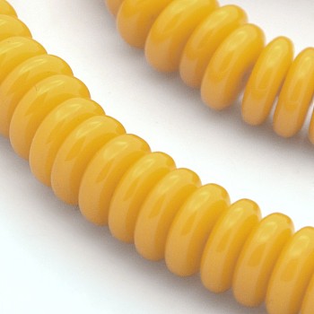 Resin Heishi Beads Strands, Disc/Flat Round, Orange, 10x3~4mm, Hole: 1mm, about 90pcs/strand, 11.8 inch
