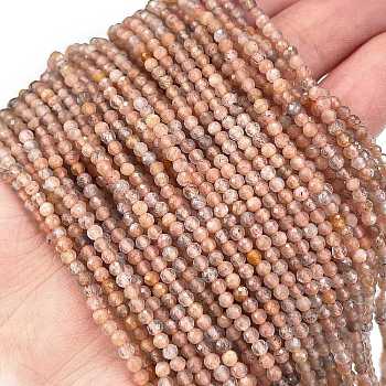 Natural Multi-Moonstone Beads Strands, Faceted, Round, 2mm, Hole: 0.6mm, about 178pcs/strand, 15.35 inch(39cm)