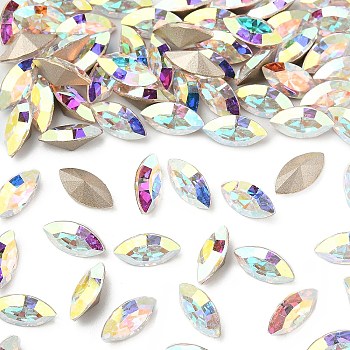 Preciosa&reg MAXIMA Crystal Fancy Stones, Czech Crystal, 435 14 615 Navette(Horse Eye), Dura Foiling, 00030 200 Crystal AB, 8x4mm