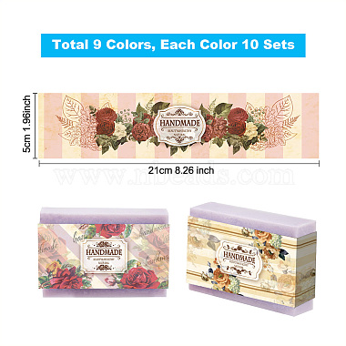 90piezas 9 estilos de etiqueta de papel de jabón con patrón de rosas(DIY-WH0399-69-028)-4