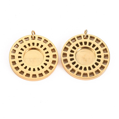 Real 14K Gold Plated Flat Round 316 Surgical Stainless Steel Pendants