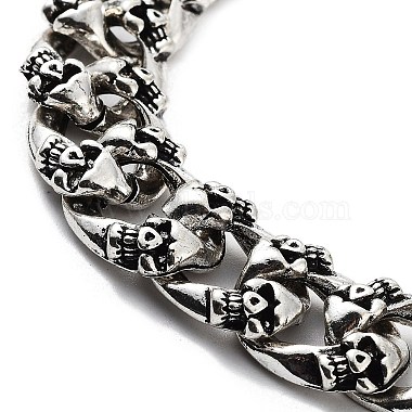 Retro Alloy Skull Curb Chains Bracelets for Women Men(BJEW-L684-002AS)-2
