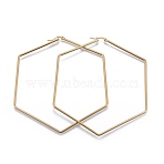 201 Stainless Steel Hoop Earrings, with 304 Stainless Steel Pin, Hexagon, Golden, 12 Gauge, 95x84x2mm, Pin: 0.8mm(EJEW-A052-25B)