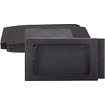 Foldable Creative Kraft Paper Box, Wedding Favor Boxes, Favour Box, Paper Gift Box, with PVC Clear Window, Rectangle, Black, 17.5x9x1.5cm(CON-BC0001-25B-02)