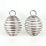 304 Stainless Steel Wire Pendant, Spiral Bead Cage Pendants, Stainless Steel Color, 29x20.5x20.5mm, Hole: 6mm(X-STAS-Q238-035)
