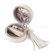 Imitation Leather Box, Jewelry Organizer, for Rings, Earrings and Pendants, Column, Beige, 7x4.5cm(PW-WG67900-02)