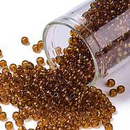 TOHO Round Seed Beads, Japanese Seed Beads, (941) Transparent Smoked Topaz, 8/0, 3mm, Hole: 1mm, about 222pcs/bottle, 10g/bottle(SEED-JPTR08-0941)