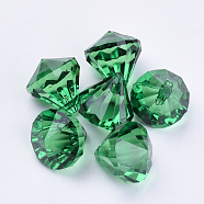 Transparent Acrylic Pendants, Faceted, Diamond, Dark Green, 36x31mm, Hole: 2.6mm, about 34pcs/500g(TACR-Q260-E-V17)