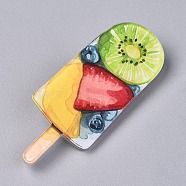 Acrylic Badges Brooch Pins, Cute Lapel Pin, for Clothing Bags Jackets Accessory DIY Crafts, Fruit Ice-lolly, Colorful, 62x25x8.5mm, Pin: 0.8mm(X-JEWB-E676-79)