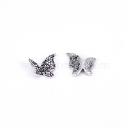 Textured Alloy Cabochons, Nail Art Decoration Accessories for Women, Butterfly, Antique Silver, 10.5x10.5x2.5mm(MRMJ-WH0060-54AS)
