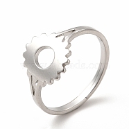 304 Stainless Steel Sunflower Adjustable Ring for Women, Stainless Steel Color, US Size 6 1/4(16.7mm)(RJEW-B027-17P)