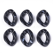 Acrylic Linking Rings, Quick Link Connectors, For Curb Chains Making, Imitation Gemstone Style, Twist, Black, 29x21x6.5mm, Hole: 17x8mm, about 315pcs/500g(OACR-S021-19A-09)